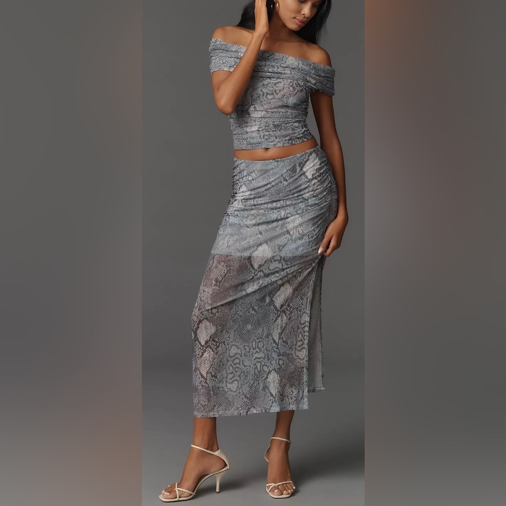 Anthropologie The Aleda Mesh Ruched Maxi Skirt‎ by Maeve